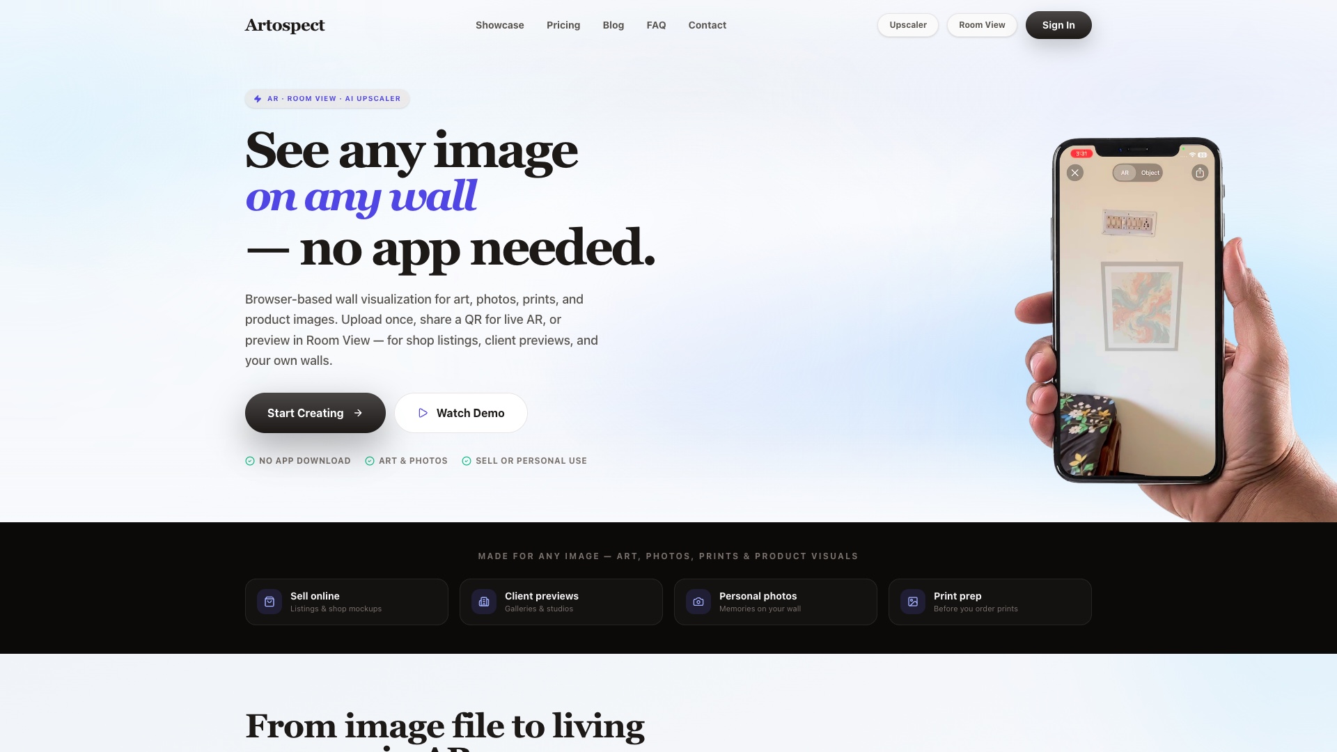 Artospect homepage