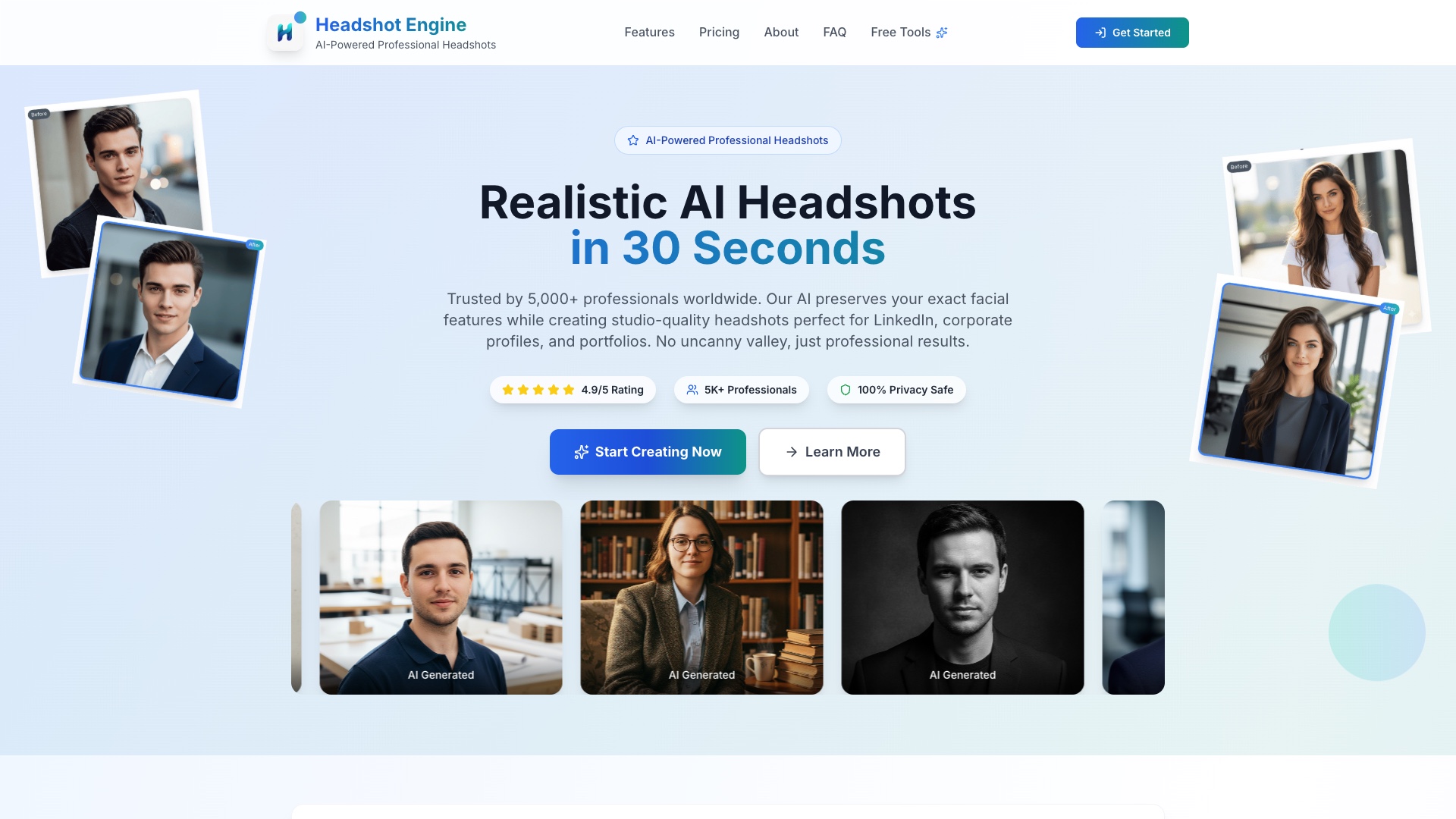 Headshot Engine homepage