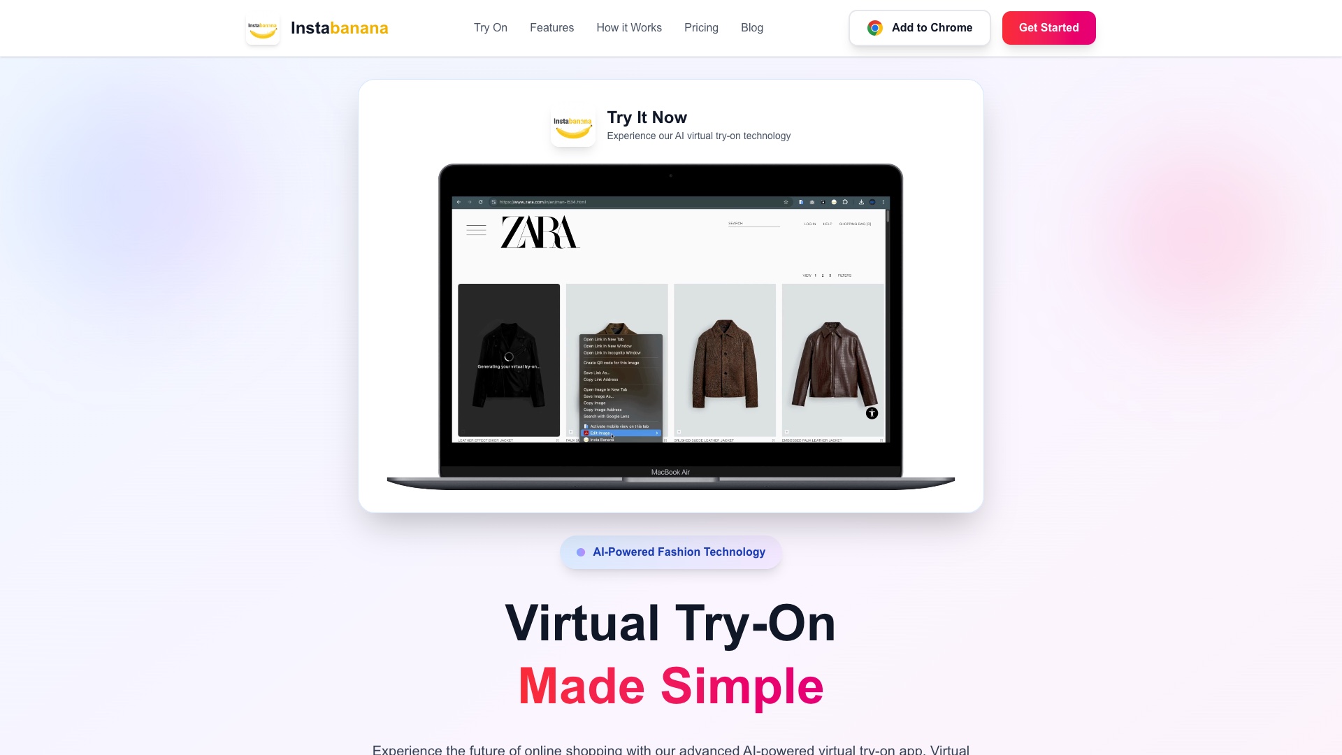 InstaBanana homepage